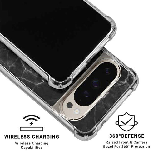 Black Marble Pixel 9 Pro XL Clear Case